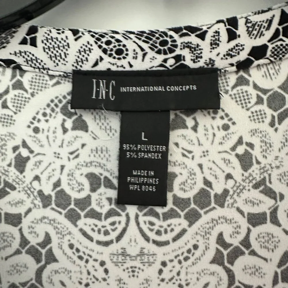 I.N.C. Womens Black & White Sleeveless V-Neck Top Size L - Picture 3 of 4